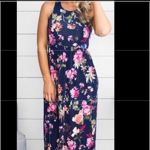 Navy floral maxi dress